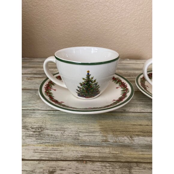Christopher Radko Traditions Holiday Celebrations Cup & Saucer Set Christmas Tre - Picture 2 of 9